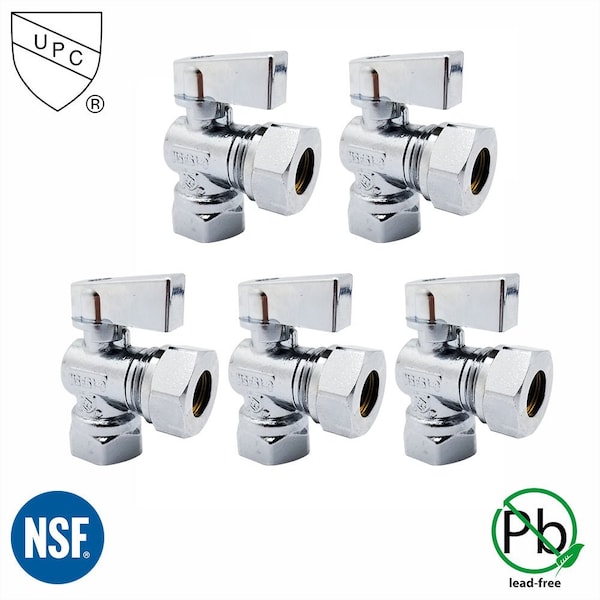 Thrifco Plumbing 1/2 Inch FIP x 1/2 Inch Slip Joint Quarter-Turn Angle Stop Valv 9406460 - main